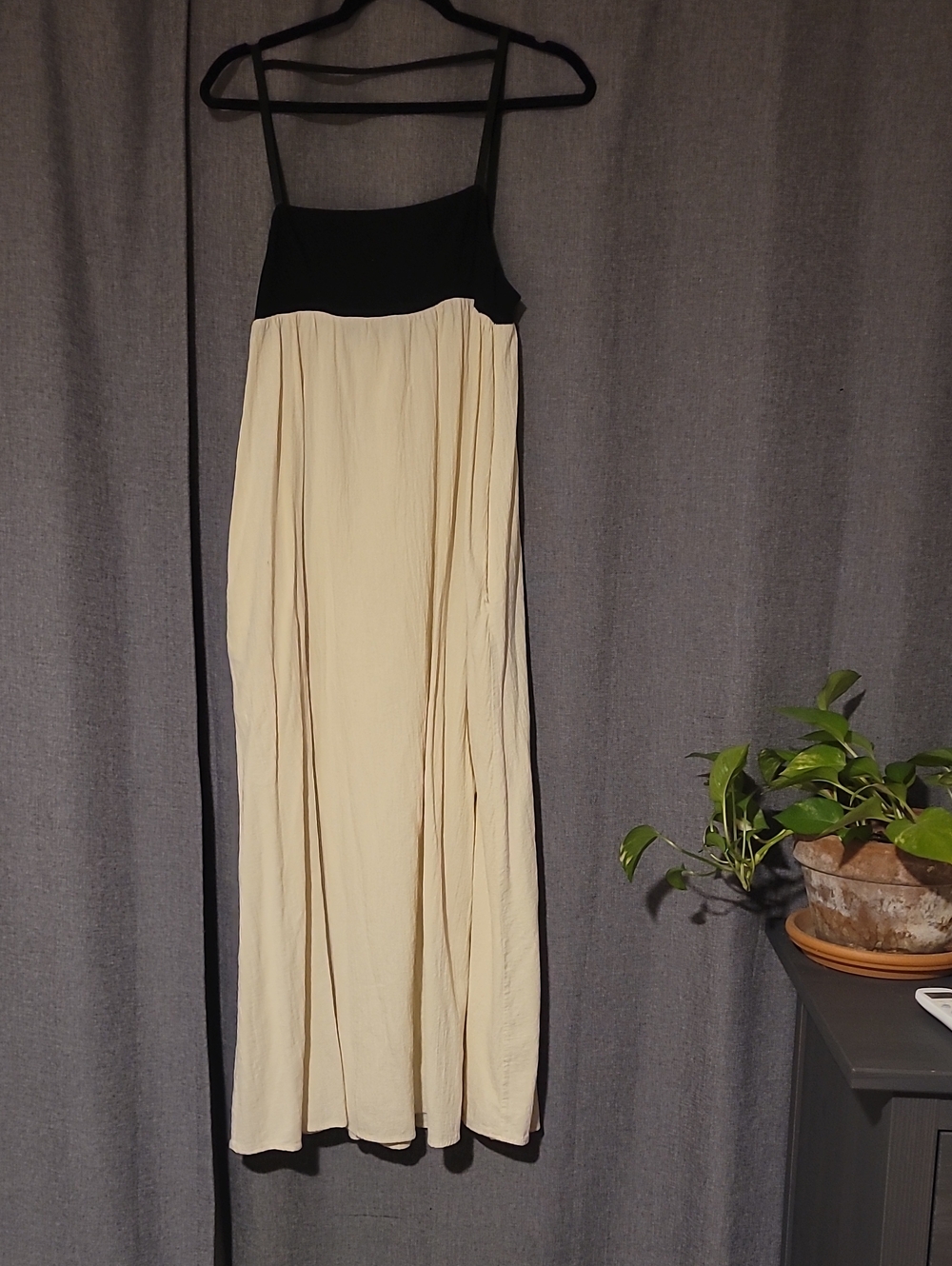 Black and Cream Spaghetti Strap Maxi Dress